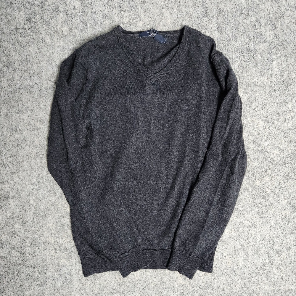 J Crew‎ Sweater Men L Slim Fit Merino Wool Blue Long Sleeve V Neck Runs Small